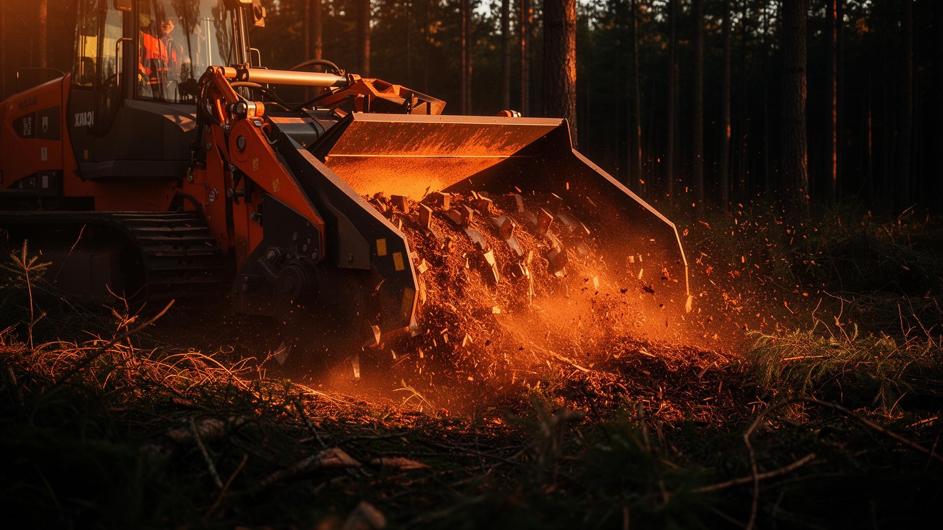 Forestry mulcher in action